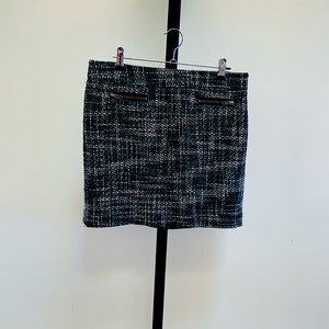 Loft Petite Tweed Pocket Shift Skirt Green Multi